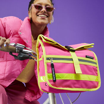 Neon Rolltop Handlebar Bag Pink, 3 of 9