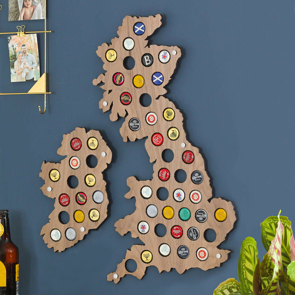 British Isles Beer Collector Cap Map Wall Art, 1 of 6
