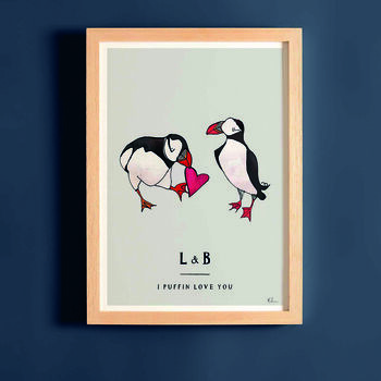 Personalised Puffin Love You Fine Art Print, 2 of 4