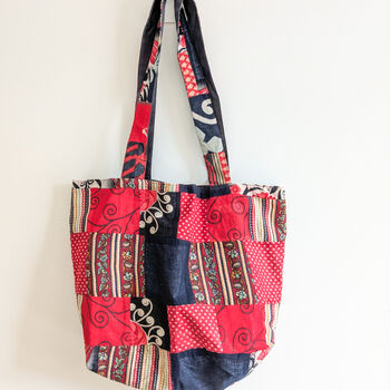 Large Colourful Sari Patchwork Cotton Tote Bags, Fair Trade, 7 of 8