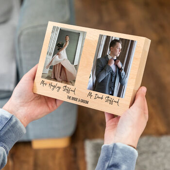 Personalised Photo Block With Two Photos Anniversary Gift, 2 of 5