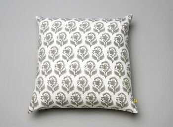 Manali Floral Paisley Pattern Grey Cotton Cushion Cover, 3 of 4