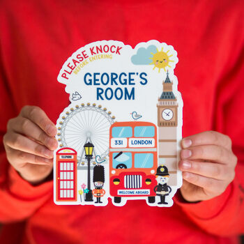 Personalised London Bus Bedroom Door Sign, 6 of 12