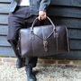'Oxley' Men's Leather Weekend Holdall Bag In Chestnut, thumbnail 1 of 12