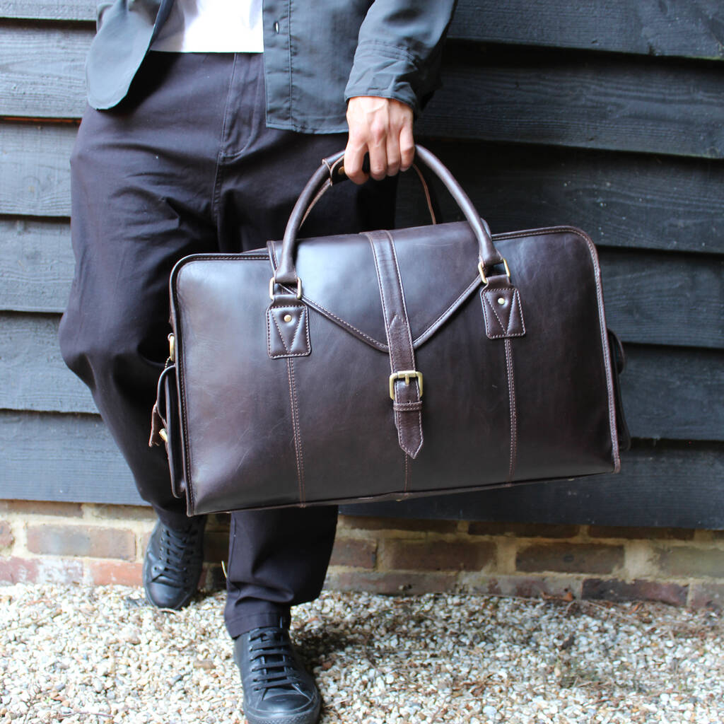 'Oxley' Men's Leather Weekend Holdall Bag In Chestnut, 1 of 12