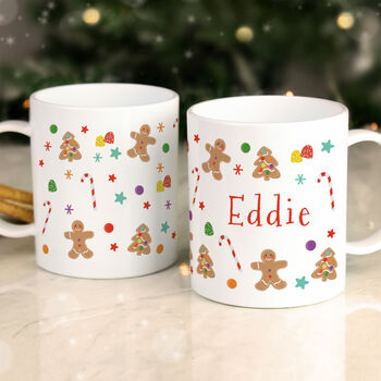 Personalised Gingerbread Pattern Plastic Mug – Perfect For Children’s Christmas Drinks, 3 of 4