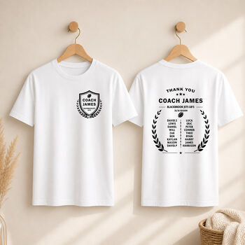 Personalised Rugby Coach Team Names T Shirt, 5 of 7