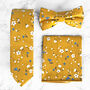 Wedding Handmade 100% Cotton Floral Print Tie In Yellow, thumbnail 1 of 10