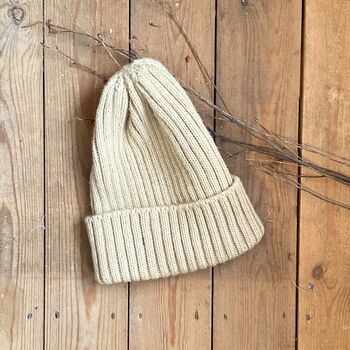 British Wool Rib Beanie Hat + Sock Set Oat, 3 of 5