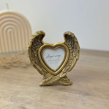 Standing Gold Angel Wing Photo Frame Remembrance Gift, 9 of 9