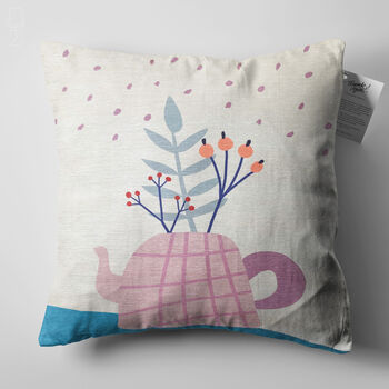 Abstract Teapot Cushion Cover Pink And Blue Colours, 5 of 7