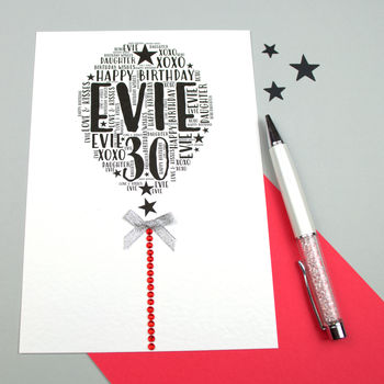 30th Happy Birthday Balloon Sparkle Card, 2 of 12