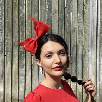 Sculptural Red Bow Fascinator 'Ava', 11 of 12