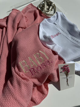 Personalised Blanket + Zip Romper Baby Gift Set Box Birthday, 10 of 11