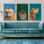 Custom Personalised Set Three Big Cats Tiger Art Prints, thumbnail 5 of 8