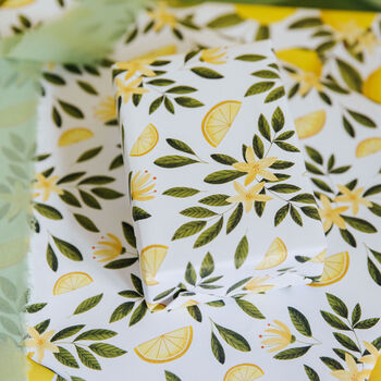 Lemon Blossom Gift Wrap – Elegant Citrus Wrapping Paper For Spring And Summer Gifting, 5 of 5