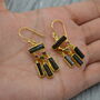 Raw Green Black Tourmaline Earrings: Silver Or Gold, thumbnail 2 of 7