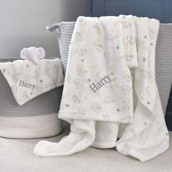 Personalised Unisex Elephant Comforter And Blanket Set, 2 of 12