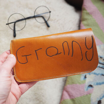 Grandma Leather Glasses Case With Child's Handwriting, 2 of 9