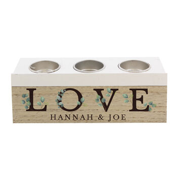 Personalised Botanical Love Triple Tealight Holder Box, 4 of 4