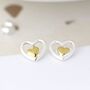 Sterling Silver Double Heart Stud Earrings, thumbnail 5 of 11