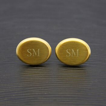 Personalised Men's Gold Plated Oval Cufflinks, 7 of 9