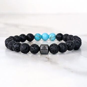 Men's Turquoise And Lava Bead December Birthstone Bracelet, 5 of 10