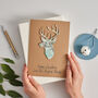 Personalised Map Stags Head Christmas Card, thumbnail 2 of 4