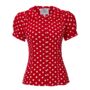 Jive Blouse In Red Polka Vintage 1940s Style, thumbnail 1 of 2