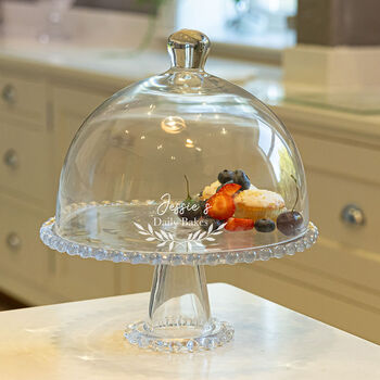 Personalised Glass Cake Cloche With Stand, 3 of 10