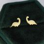 Tiny Dinosaur Stud Earrings In Sterling Silver, thumbnail 6 of 12
