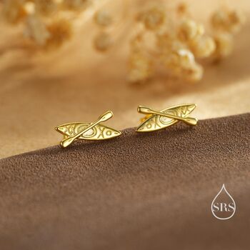 Sterling Silver Kayak Boat Stud Earrings, 6 of 11