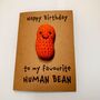 Human Bean Crochet Birthday Card Handmade, thumbnail 2 of 11