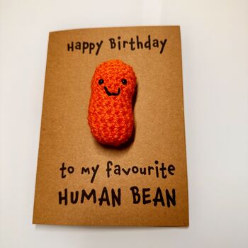Human Bean Crochet Birthday Card Handmade, 2 of 11