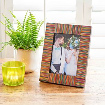 Dhari Multicoloured Stripe Papri Wood Photo Frame, 4 of 5