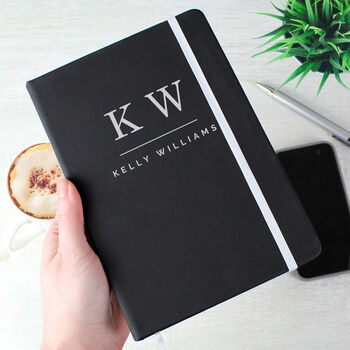 Personalised Initials Black Hardback Notebook For Him, 4 of 4