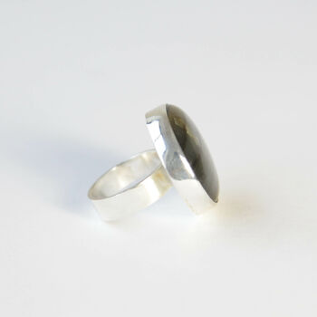 Labradorite Round Gemstone Ring Set In Sterling Silver, 5 of 6