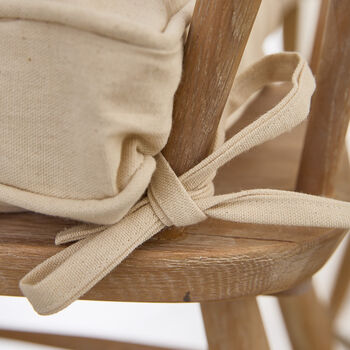 Set Of Two Natural Beige Seat Cushions With Ties, 4 of 4