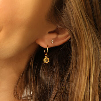 18ct Gold Vermeil Plated Birthstone Hoop Earrings, 5 of 8