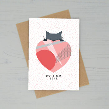 Personalised Love Heart Cat Valentines Day Card, 2 of 4