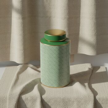 Ginger Jar Pot Groenhoven Green Porcelain, 3 of 4
