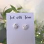 White Rainbow Specked Ceramic Cat Stud Earrings, thumbnail 2 of 7