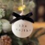 Personalised Ceramic Family Name Christmas Bauble Tree Decoration, thumbnail 1 of 6