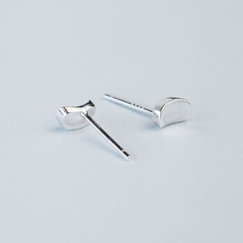 Sterling Silver Simple Curved Stud Earrings, 2 of 5