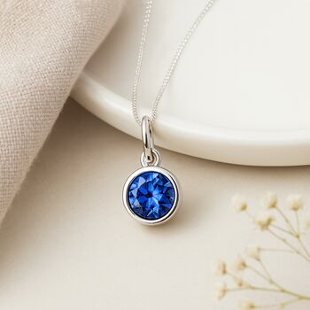 Personalised September Birthstone Necklace In Sterling Silver, 4 of 11