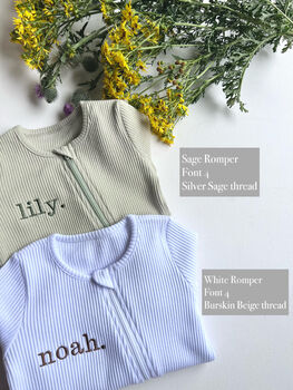 Personalised Baby Zip Sleepsuit | Embroidered Grow, 4 of 8