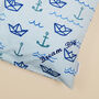 Personalised Blue Sailor Cotton Pillow Case, thumbnail 3 of 5