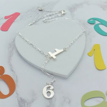 16th Number Birthday Lariat Necklace, 2 of 3