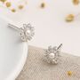 Sterling Silver Pearl Daisy Flower Tiny Stud Earrings, thumbnail 3 of 11