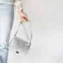 Silver Metallic Leather Saddlebag Handbag, thumbnail 4 of 10
